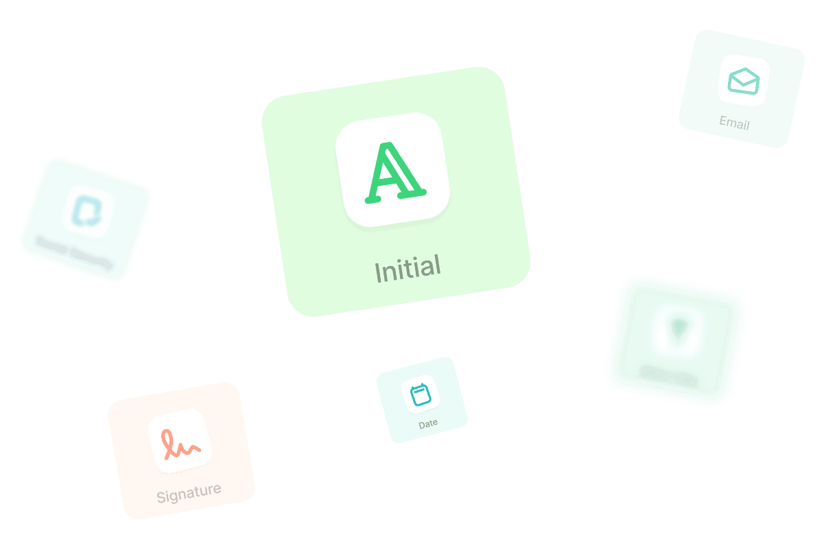 Contract field icons for Initial, Signature, Date and Email in ClaiOS